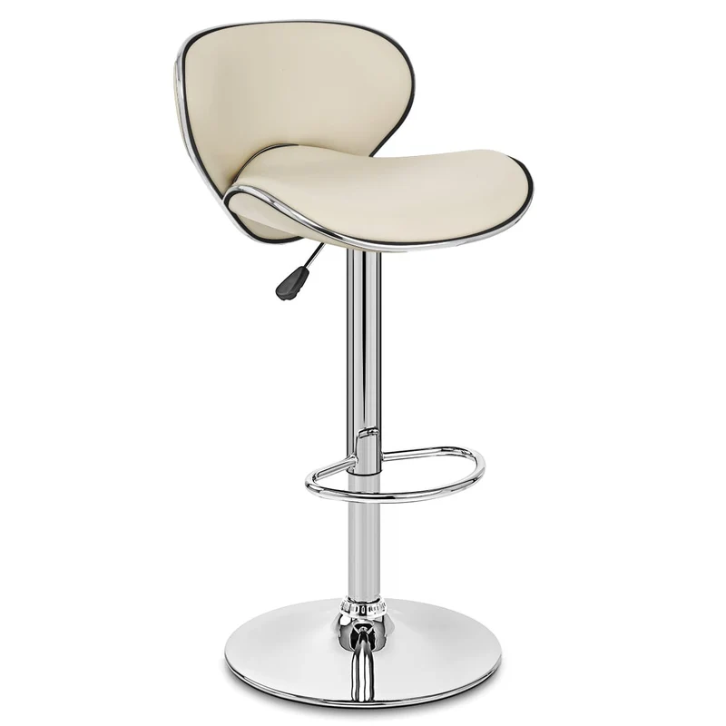 Chaise de Bar Faux Cuir Chrome - Félix Crème