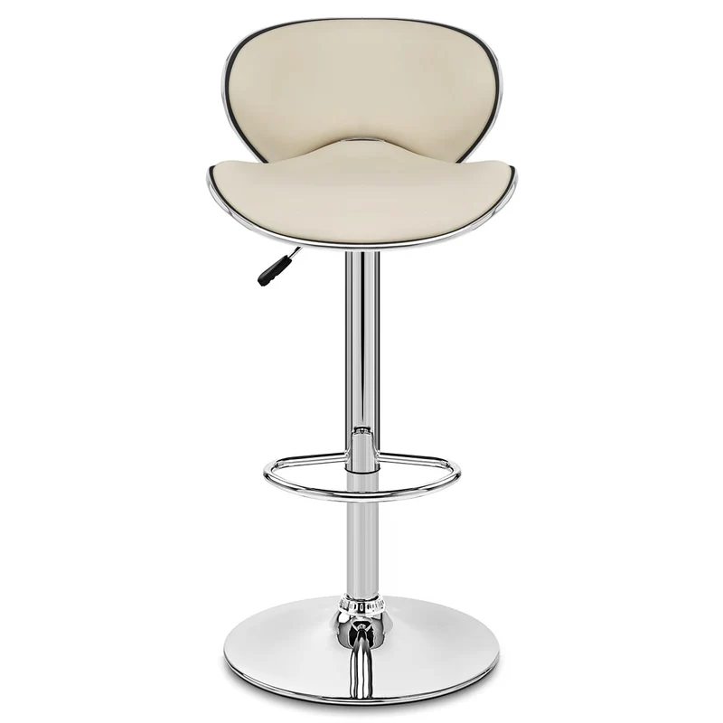Chaise de Bar Faux Cuir Chrome - Félix Crème
