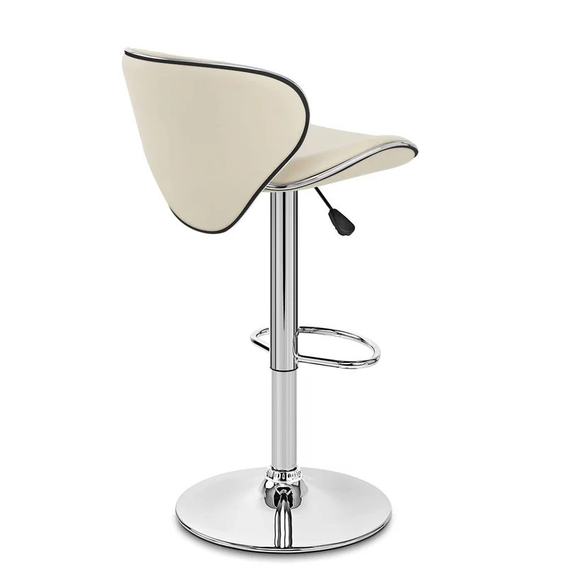 Chaise de Bar Faux Cuir Chrome - Félix Crème