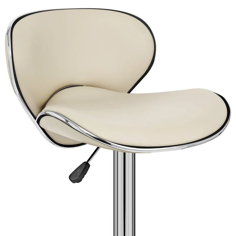 Chaise de Bar Faux Cuir Chrome - Félix Crème