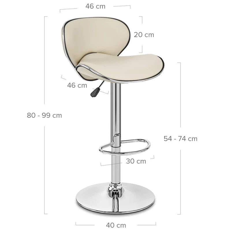 Chaise de Bar Faux Cuir Chrome - Félix Crème