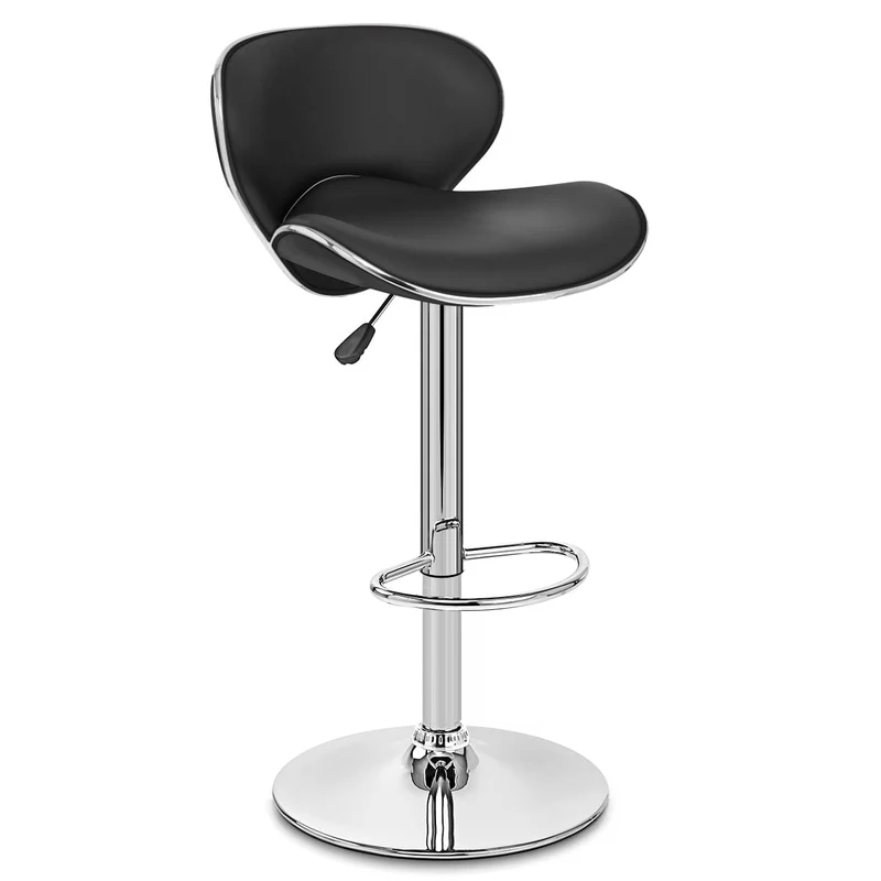 Chaise de Bar Faux Cuir Chrome - Félix Noir