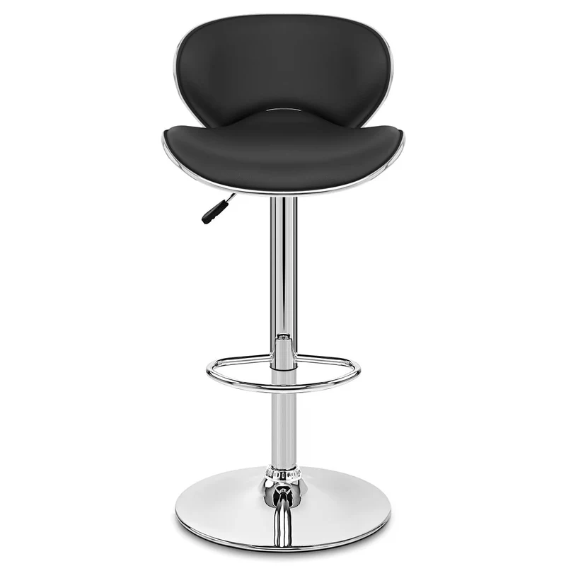 Chaise de Bar Faux Cuir Chrome - Félix Noir
