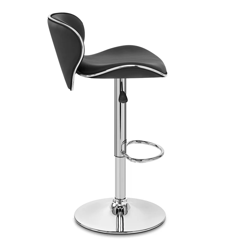 Chaise de Bar Faux Cuir Chrome - Félix Noir