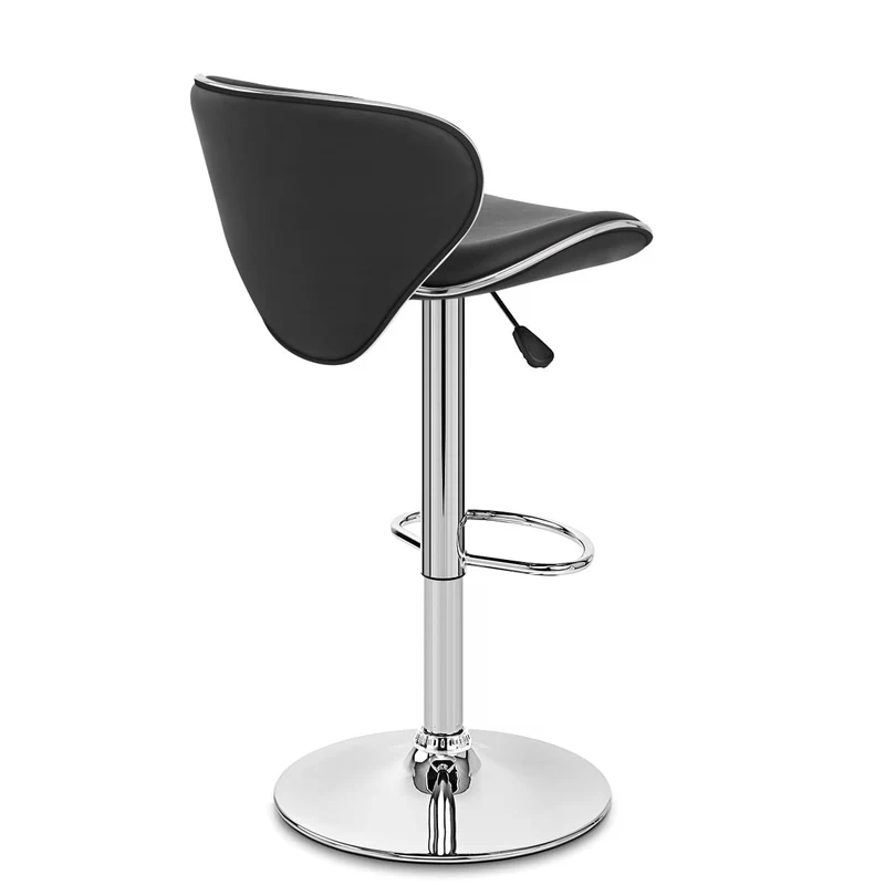 Chaise de Bar Faux Cuir Chrome - Félix Noir