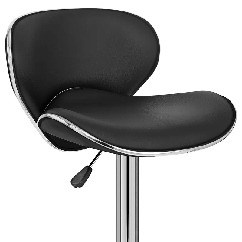 Chaise de Bar Faux Cuir Chrome - Félix Noir