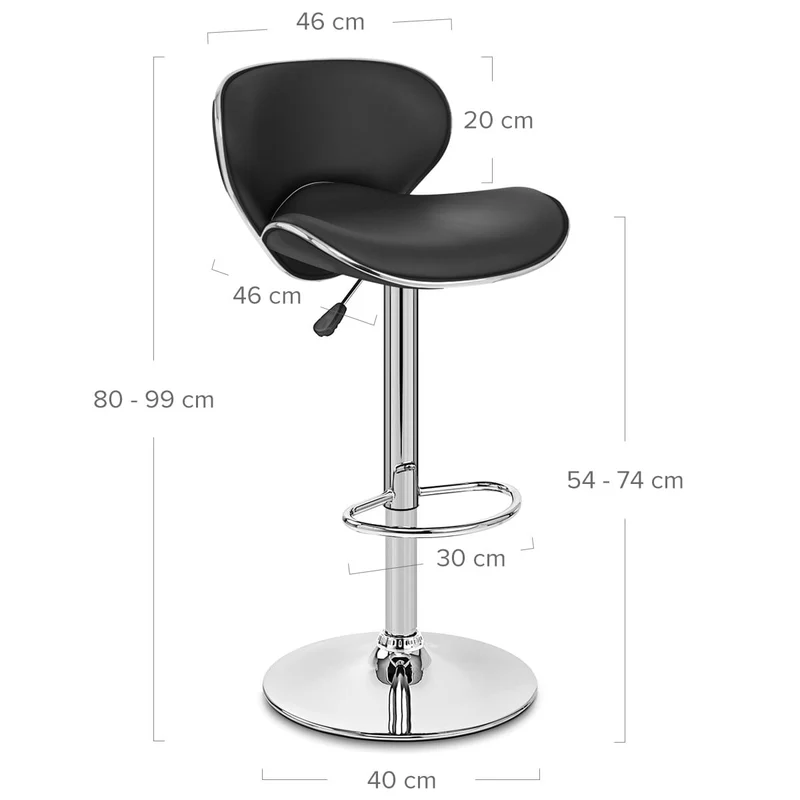 Chaise de Bar Faux Cuir Chrome - Félix Noir