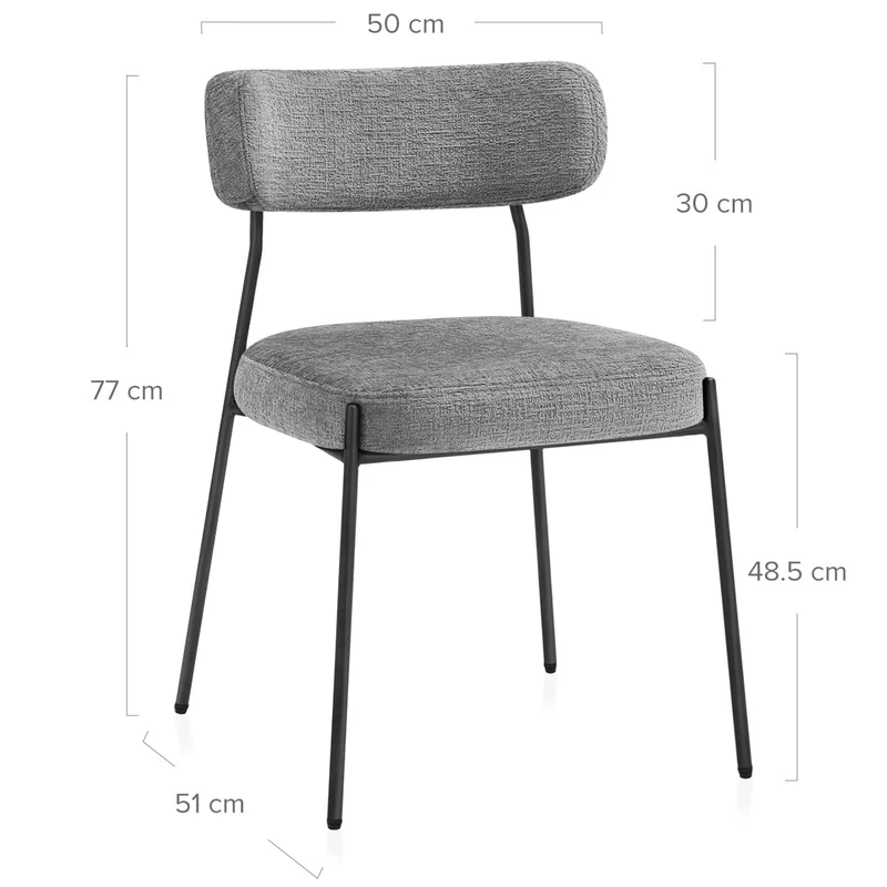 Chaise Tissu Noir - Diana Gris