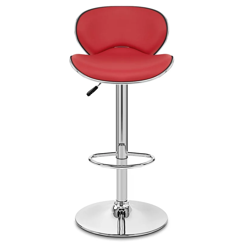 Chaise de Bar Faux Cuir Chrome - Félix Rouge