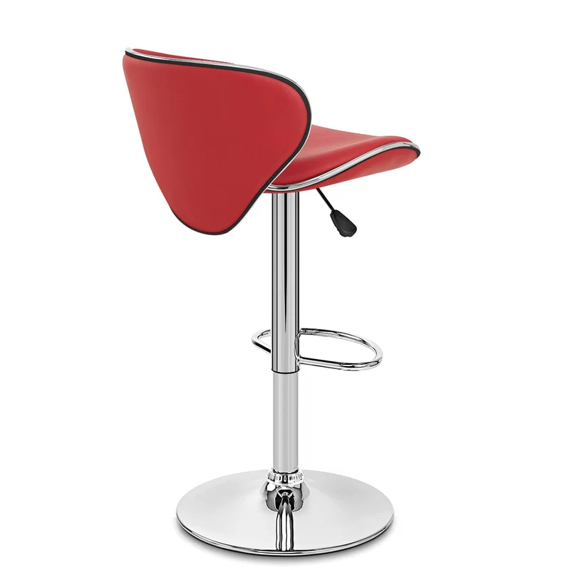 Chaise de Bar Faux Cuir Chrome - Félix Rouge