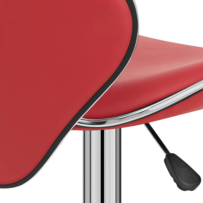 Chaise de Bar Faux Cuir Chrome - Félix Rouge