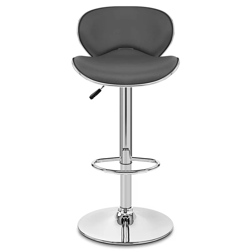 Chaise de Bar Faux Cuir Chrome - Félix Gris
