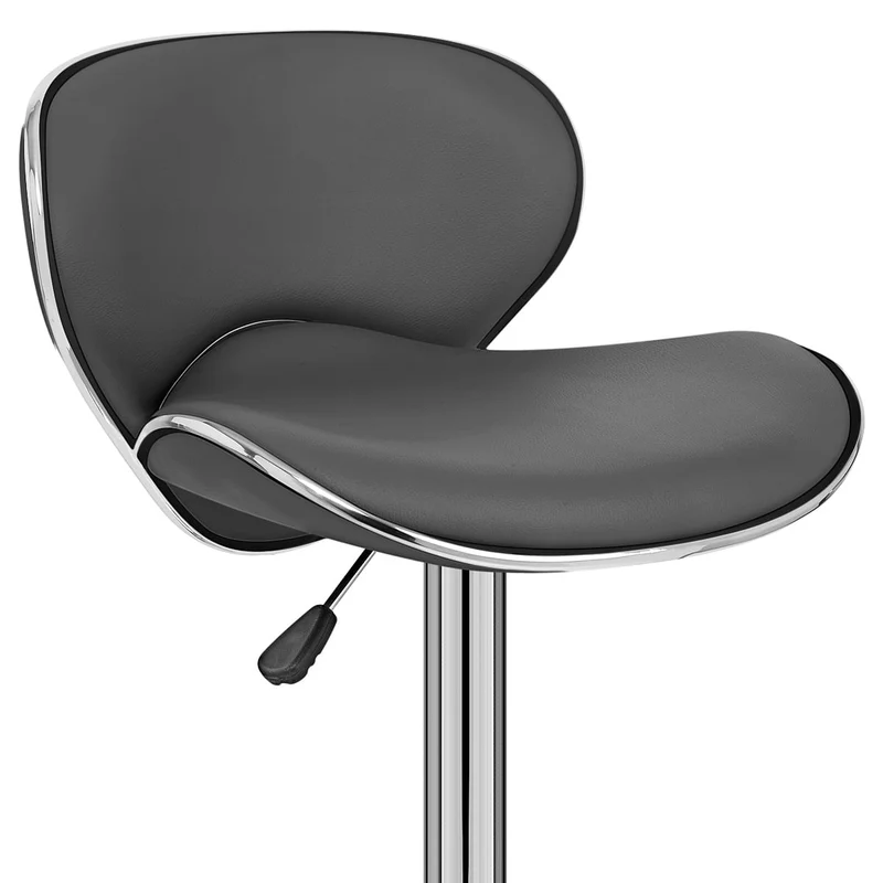 Chaise de Bar Faux Cuir Chrome - Félix Gris