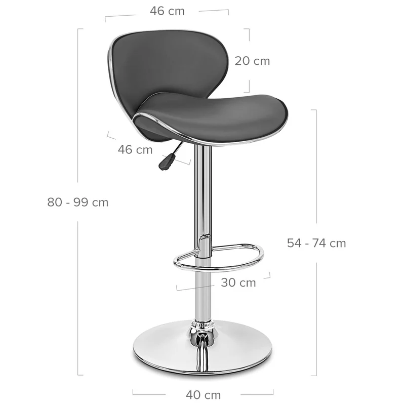 Chaise de Bar Faux Cuir Chrome - Félix Gris