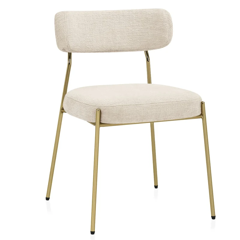 Chaise dorée Tissu - Diana Crème