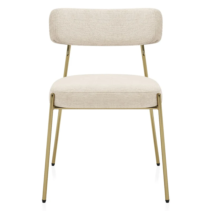 Chaise dorée Tissu - Diana Crème