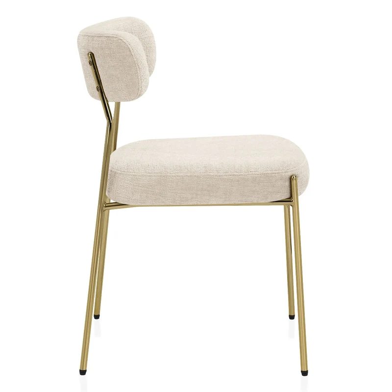 Chaise dorée Tissu - Diana Crème