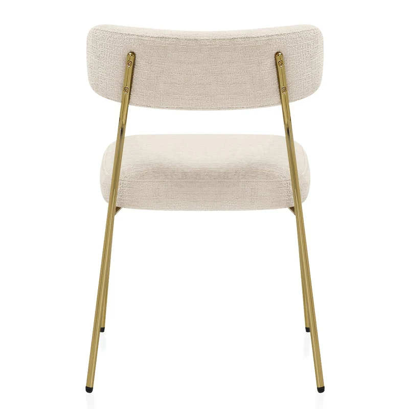 Chaise dorée Tissu - Diana Crème