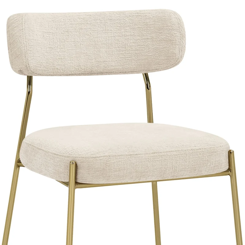 Chaise dorée Tissu - Diana Crème
