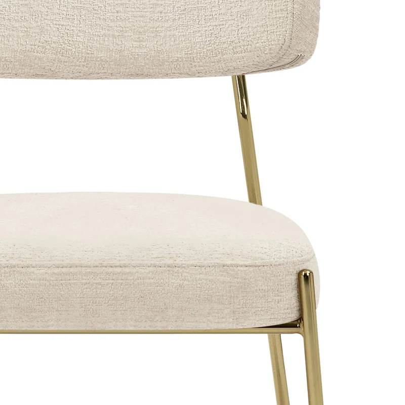 Chaise dorée Tissu - Diana Crème