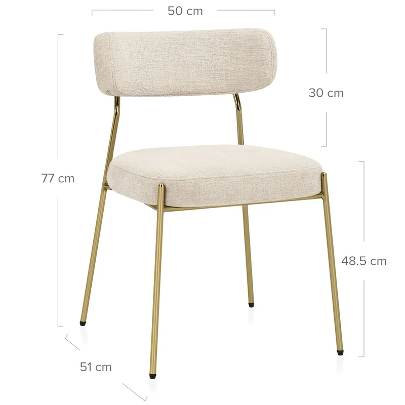 Chaise dorée Tissu - Diana Crème