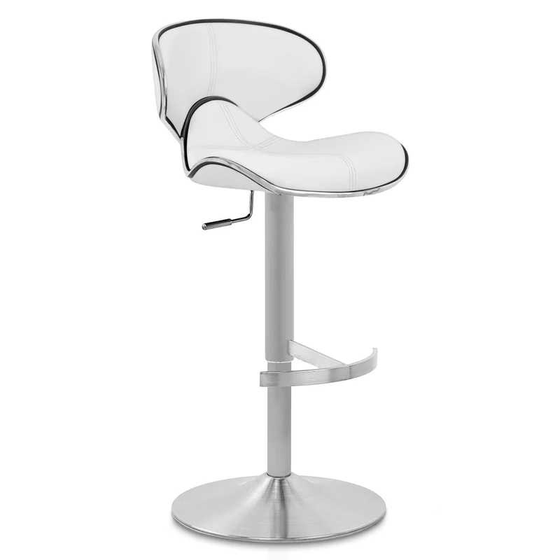 Chaise de Bar Cuir Chrome Brossé - Félix Deluxe Blanc