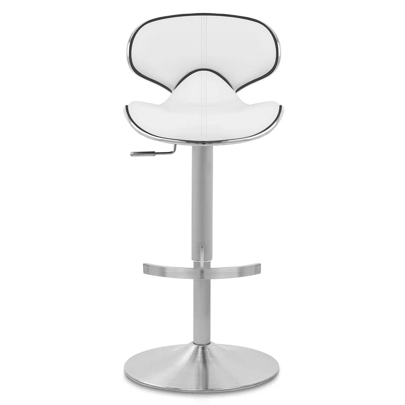 Chaise de Bar Cuir Chrome Brossé - Félix Deluxe Blanc