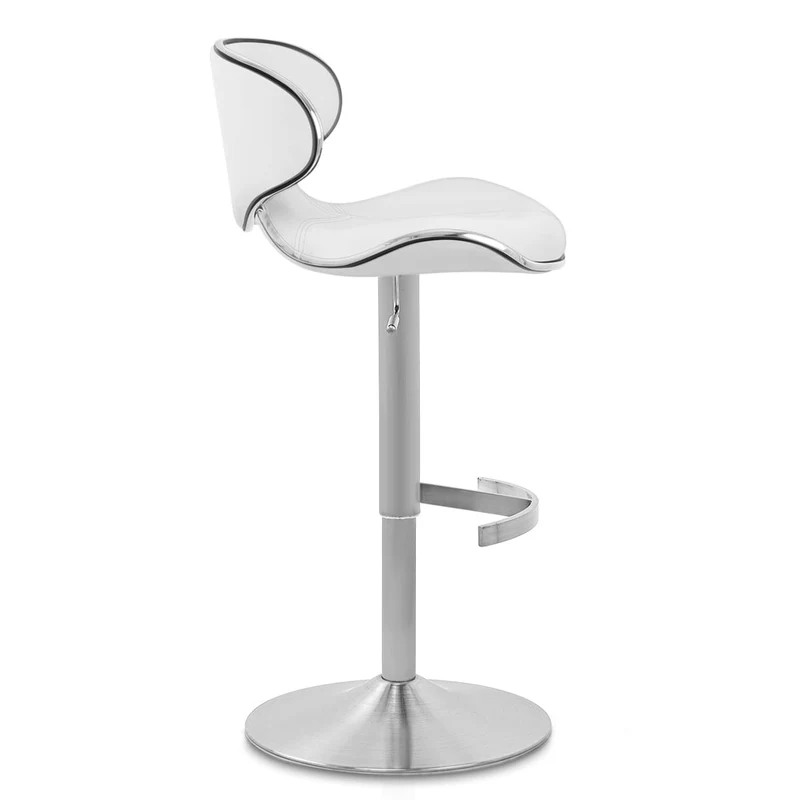 Chaise de Bar Cuir Chrome Brossé - Félix Deluxe Blanc