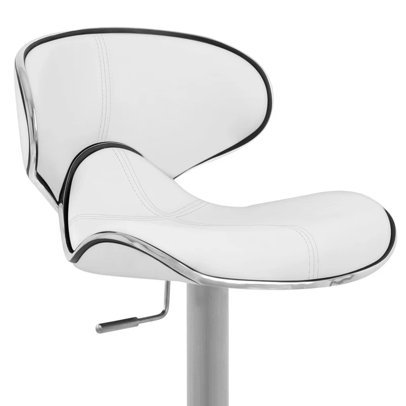 Chaise de Bar Cuir Chrome Brossé - Félix Deluxe Blanc