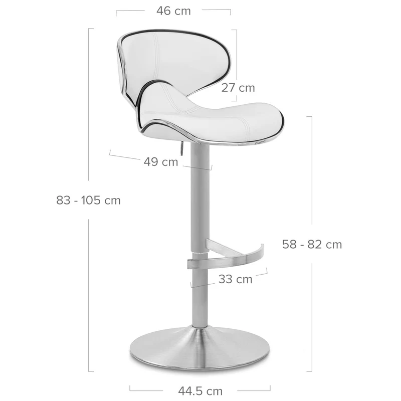 Chaise de Bar Cuir Chrome Brossé - Félix Deluxe Blanc