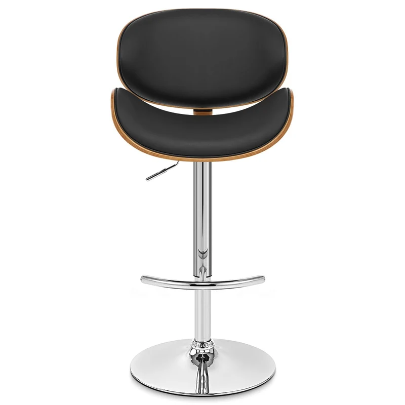 Chaise de bar Faux Cuir Bois - Théo Noir