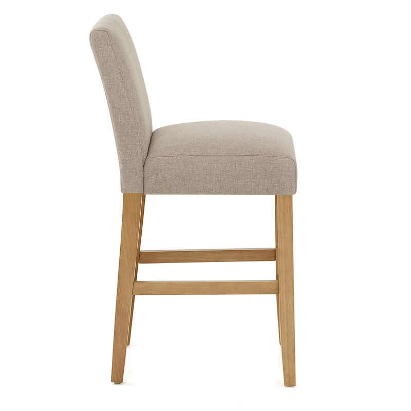Tabouret de Bar Tissu Bois - Cornell Taupe