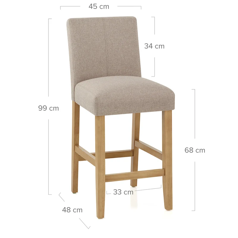 Tabouret de Bar Tissu Bois - Cornell Taupe