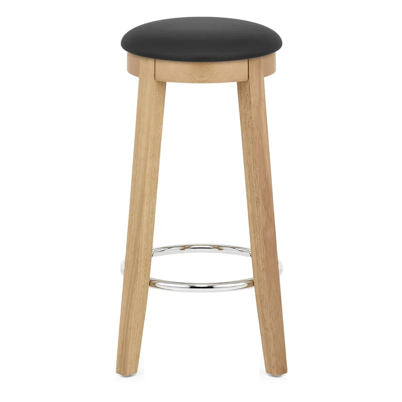 Tabouret de Bar Faux Cuir Bois - Ikon Chêne Noir