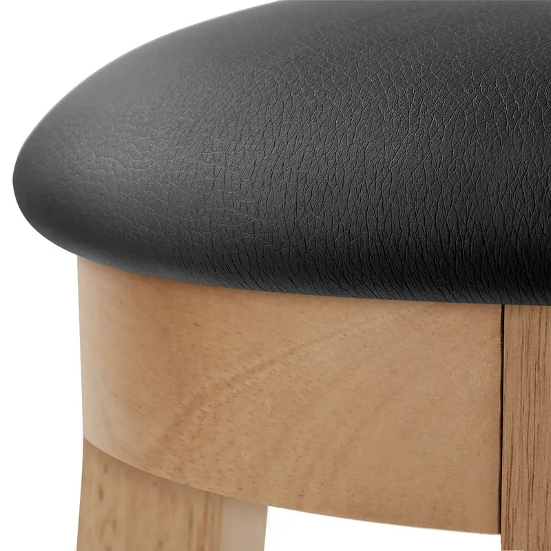 Tabouret de Bar Faux Cuir Bois - Ikon Chêne Noir