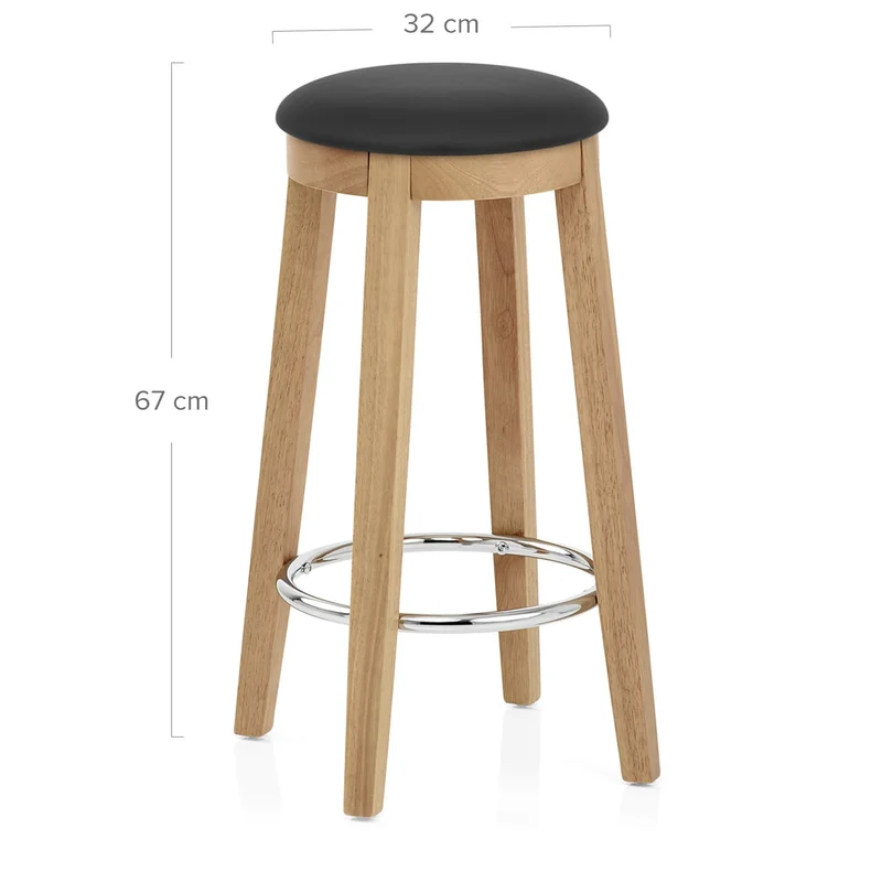Tabouret de Bar Faux Cuir Bois - Ikon Chêne Noir