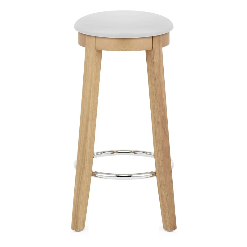 Tabouret de Bar Faux Cuir Bois - Ikon Chêne Blanc