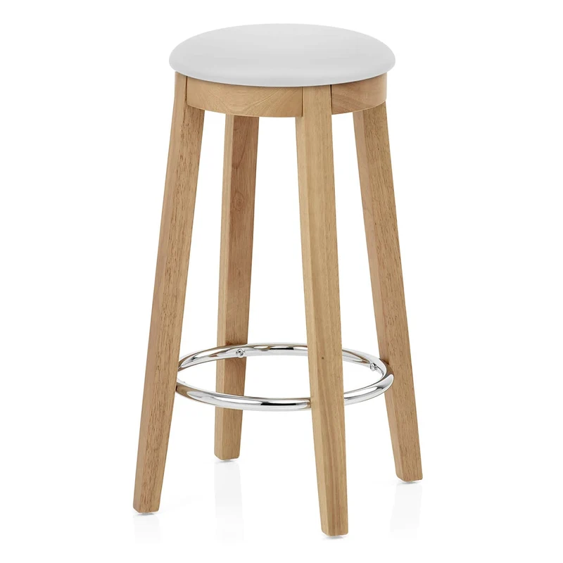 Tabouret de Bar Faux Cuir Bois - Ikon Chêne Blanc