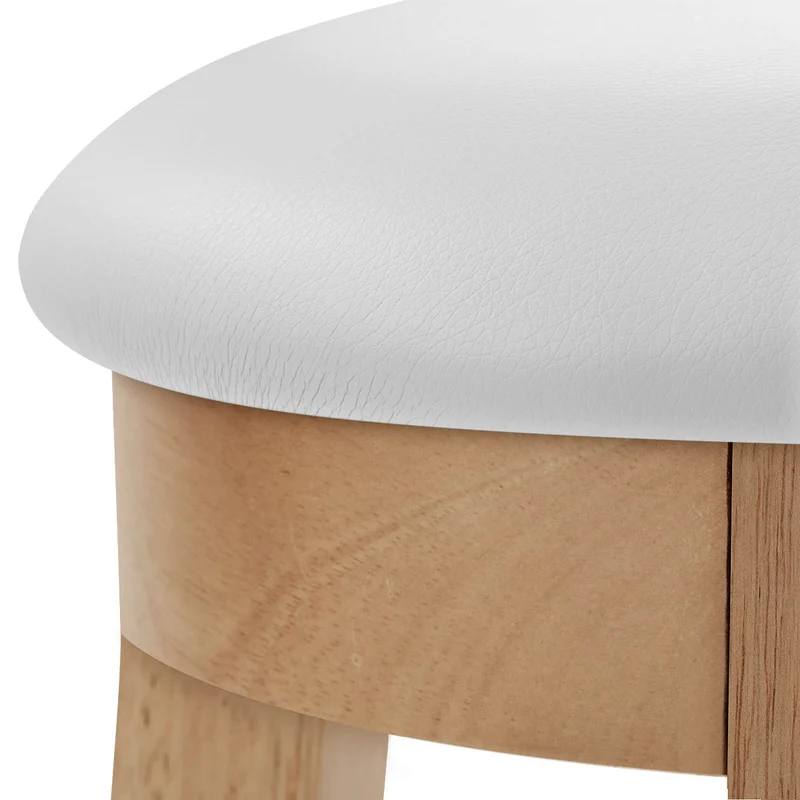 Tabouret de Bar Faux Cuir Bois - Ikon Chêne Blanc
