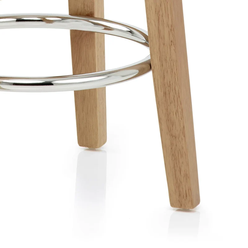 Tabouret de Bar Faux Cuir Bois - Ikon Chêne Blanc