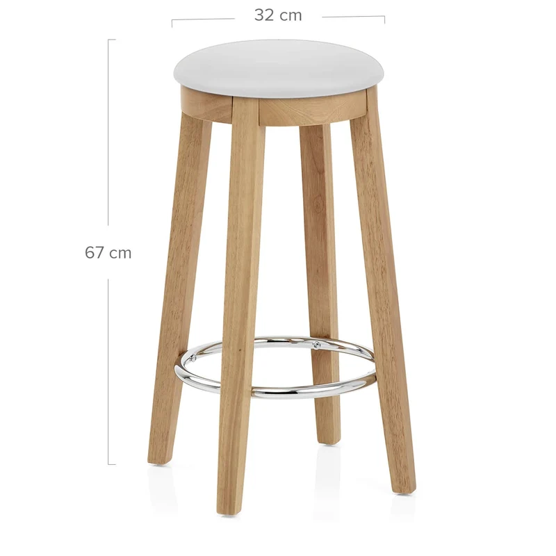 Tabouret de Bar Faux Cuir Bois - Ikon Chêne Blanc
