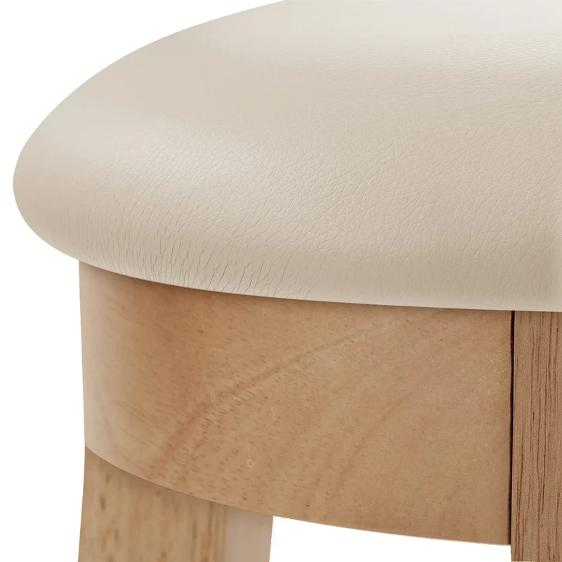 Tabouret de Bar Faux Cuir Bois - Ikon Chêne Crème