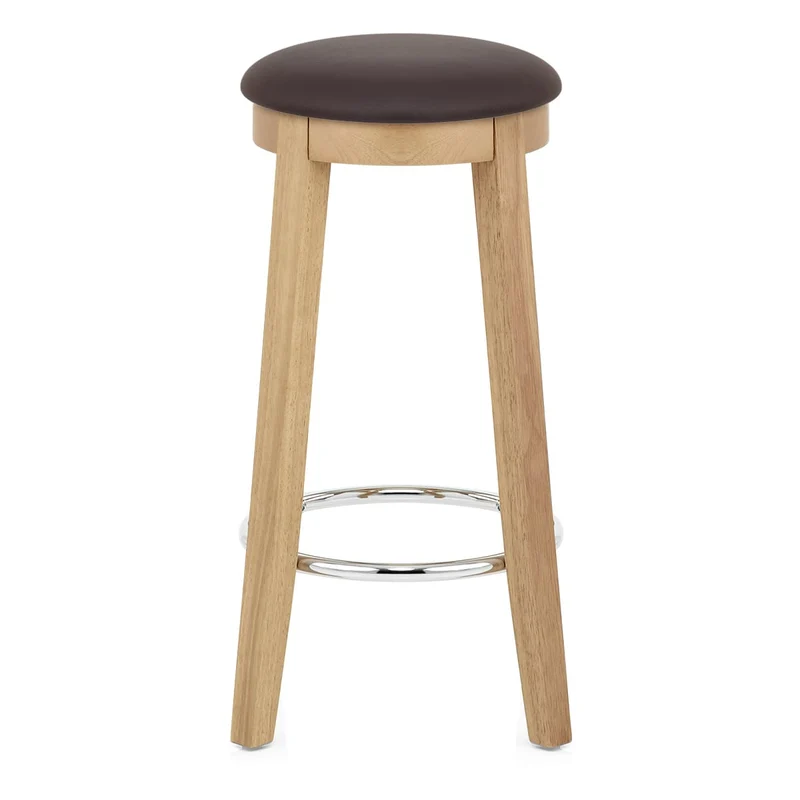 Tabouret de Bar Faux Cuir Bois - Ikon Chêne Marron