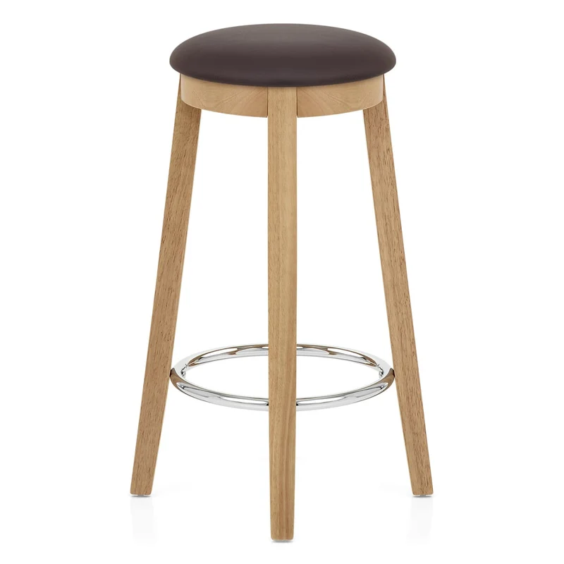 Tabouret de Bar Faux Cuir Bois - Ikon Chêne Marron