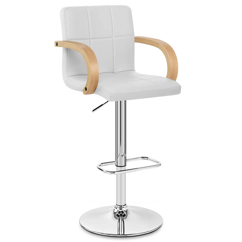 Chaise de Bar Faux Cuir Chrome - Burton Blanc