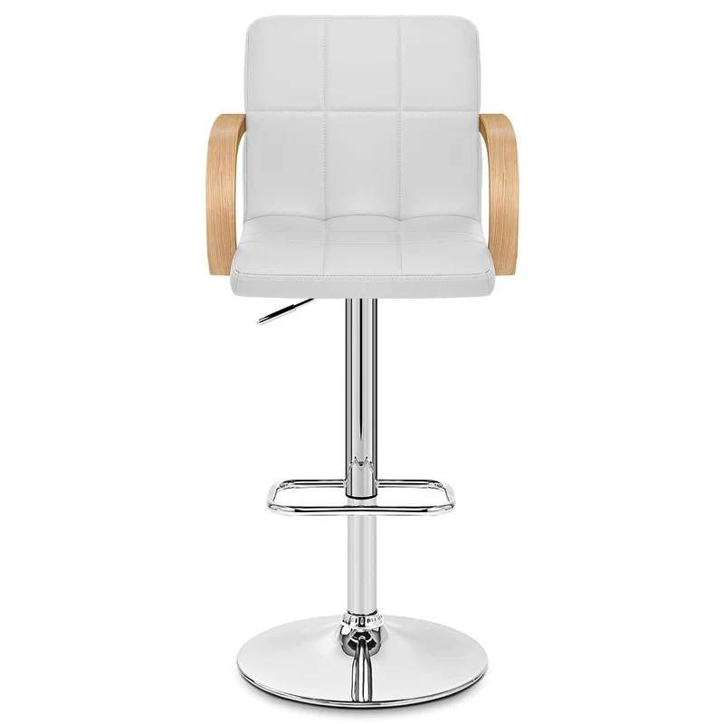 Chaise de Bar Faux Cuir Chrome - Burton Blanc