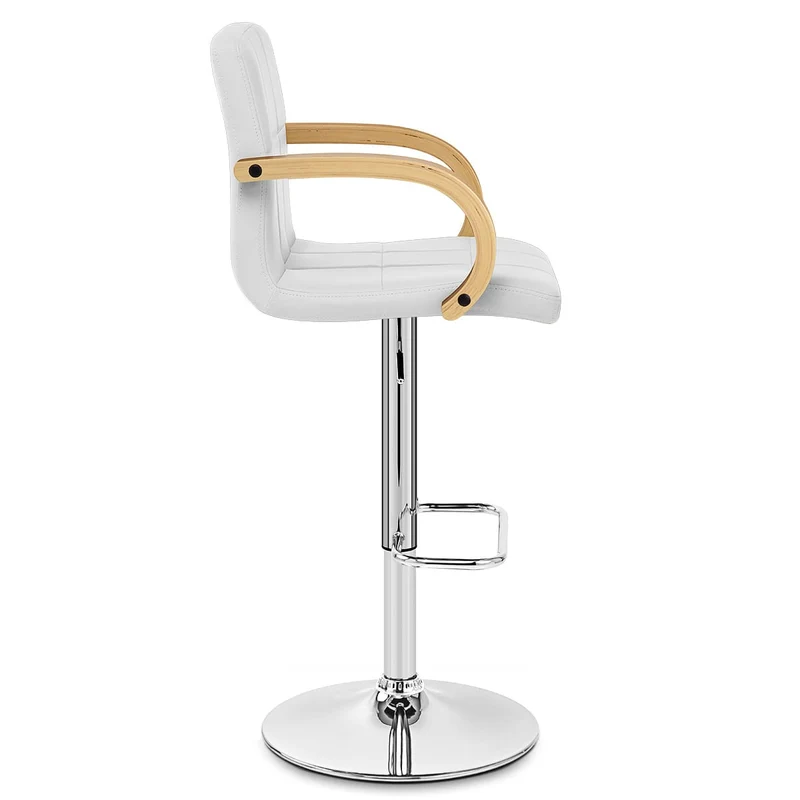 Chaise de Bar Faux Cuir Chrome - Burton Blanc