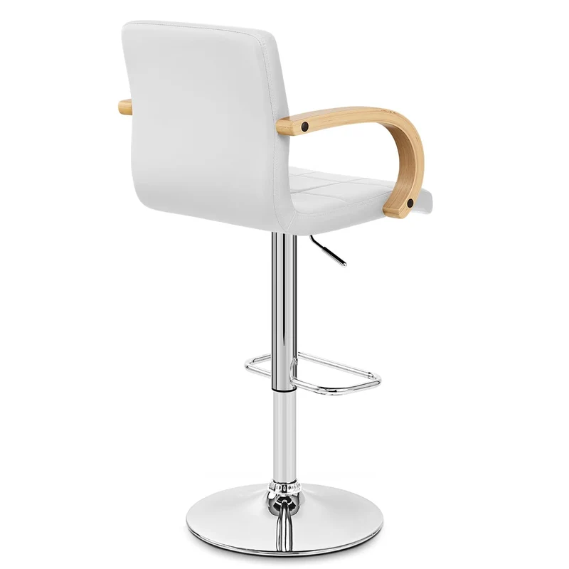 Chaise de Bar Faux Cuir Chrome - Burton Blanc