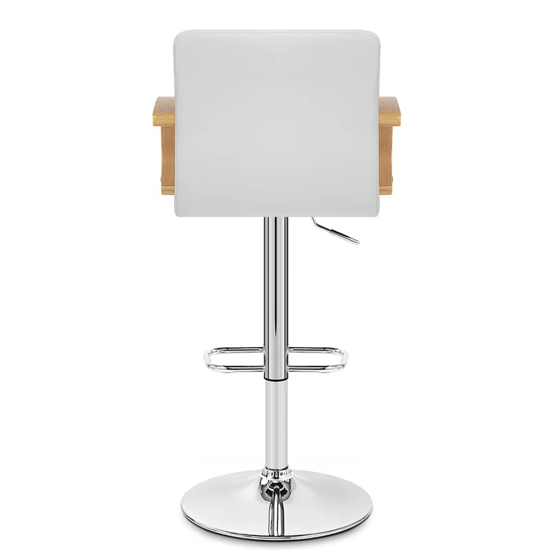 Chaise de Bar Faux Cuir Chrome - Burton Blanc
