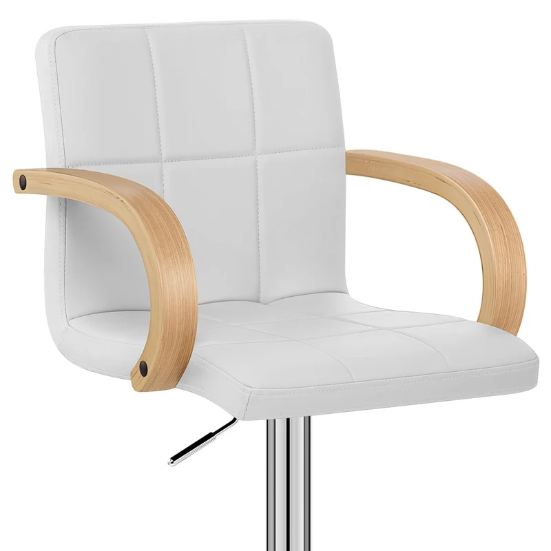 Chaise de Bar Faux Cuir Chrome - Burton Blanc